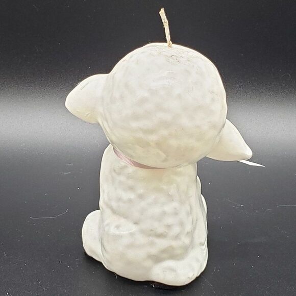White Pink Black Vintage Baby Lamb or Sheep Shaped Unscented Waxed Candle - Picture 7 of 12